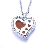 Stainless Steel Diamond Cutout Pendant Open Multiple Style Heart Aroma Perfume Essential Oil Diffuser Necklace