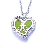 Stainless Steel Diamond Cutout Pendant Open Multiple Style Heart Aroma Perfume Essential Oil Diffuser Necklace
