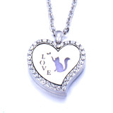 Stainless Steel Diamond Cutout Pendant Open Multiple Style Heart Aroma Perfume Essential Oil Diffuser Necklace