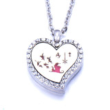 Stainless Steel Diamond Cutout Pendant Open Multiple Style Heart Aroma Perfume Essential Oil Diffuser Necklace