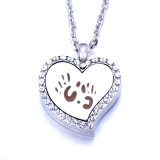 Stainless Steel Diamond Cutout Pendant Open Multiple Style Heart Aroma Perfume Essential Oil Diffuser Necklace