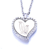 Stainless Steel Diamond Cutout Pendant Open Multiple Style Heart Aroma Perfume Essential Oil Diffuser Necklace