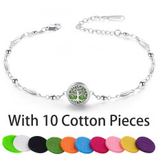Stainless Steel Hollow Open Aromatherapy Essential Oil Diffuser Box Bracelet Stainless Steel Couple Jewelry