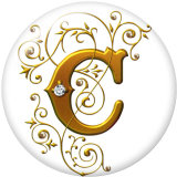 20MM Alphabet snap button 26 words glass  interchangable snaps jewelry