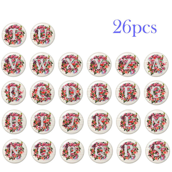 20MM Alphabet snap button 26 words glass  interchangable snaps jewelry