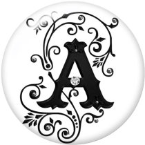 20MM Alphabet snap button 26 words glass  interchangable snaps jewelry Black