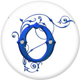 20MM Alphabet snap button 26 words glass  interchangable snaps jewelry Blue