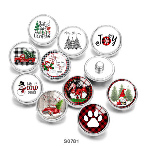 20MM Halloween Snowman glass snaps buttons