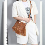 studded soft leather tassel bag shoulder cross bag fit 18mm snap button jewelry