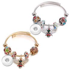 bee stainless steel bracelet colorful bee fit 18mm snap button jewelry