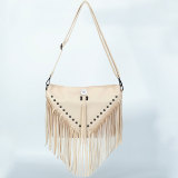 studded soft leather tassel bag shoulder cross bag fit 18mm snap button jewelry