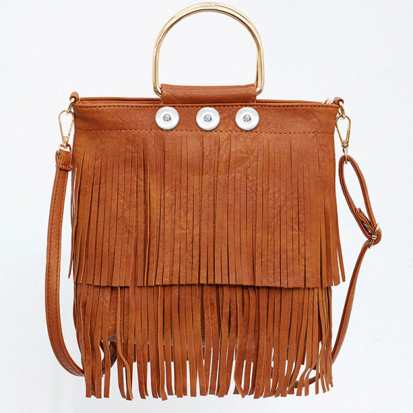 Iron Tote Tassel Bag Shoulder Crossbody Bag fit 18mm snap button jewelry