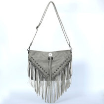 studded soft leather tassel bag shoulder cross bag fit 18mm snap button jewelry