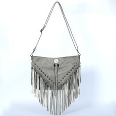 studded soft leather tassel bag shoulder cross bag fit 18mm snap button jewelry