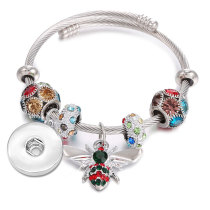 bee stainless steel bracelet colorful bee fit 18mm snap button jewelry