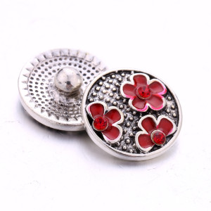 20MM  flower enamel Rhinestones   design  Metal snap buttons