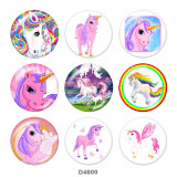 20MM unicorn Print glass snaps buttons