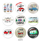 20MM car happy camper Print glass snaps buttons