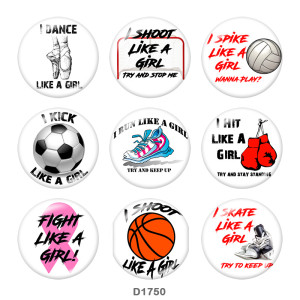 20MM dance Print glass snaps buttons