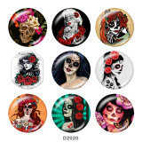 20MM skull Print glass snaps buttons