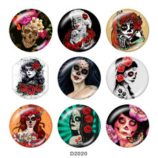 20MM skull Print glass snaps buttons