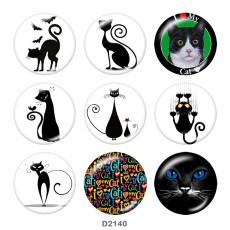 20MM cat Print glass snaps buttons