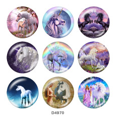 20MM unicorn Print glass snaps buttons