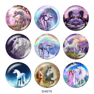20MM unicorn Print glass snaps buttons