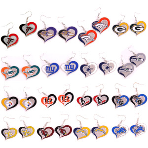 NFL peach heart dripping oil 32 sports team series cowboy and other logo earrings