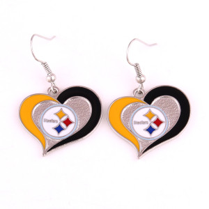 NFL peach heart dripping oil 32 sports team series cowboy and other logo earrings