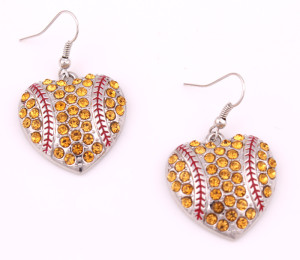 Alloy Heart Softball Baseball Earrings