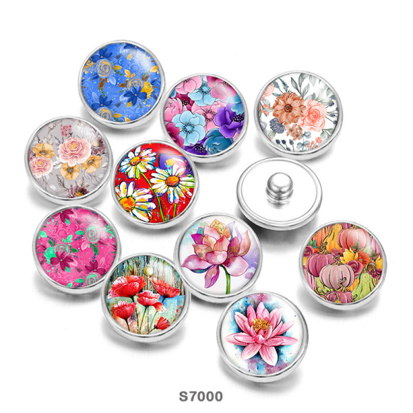 20MM Flower Colorful glass snaps buttons