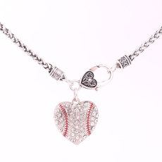 LOVE Heart Softball Baseball Necklace