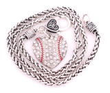 LOVE Heart Softball Baseball Necklace