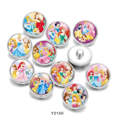 20MM Cartoon princess glass snaps buttons