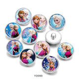 20MM Cartoon princess glass snaps buttons