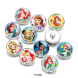 20MM Cartoon princess glass snaps buttons