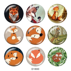 20MM fox Print glass snaps buttons