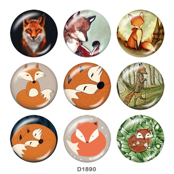 20MM fox Print glass snaps buttons