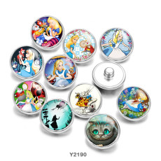 20MM Cartoon princess glass snaps buttons