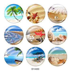 20MM seaside Print glass snaps buttons  Beach Ocean