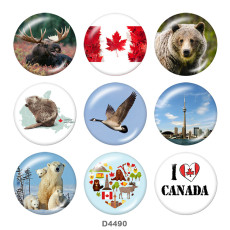 20MM Canada Print glass snaps buttons