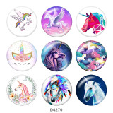 20MM unicorn Print glass snaps buttons