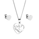 Stainless Steel Heart Mom Necklace Stud Earrings Set Mother's Day Gift 45CM