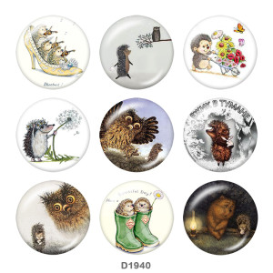 20MM hedgehog Print glass snaps buttons