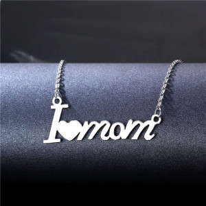 Stainless Steel MOM Mother's Day Necklace 45+5CM