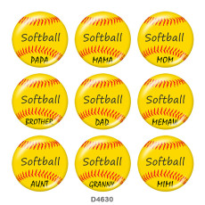 20MM Baseball family Print glass snaps buttons