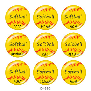 20MM Baseball family Print glass snaps buttons