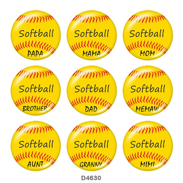 20MM Baseball family Print glass snaps buttons