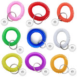 Plastic spring hand ring Telephone line storage key ring bracelet Retractable ring fit 18mm snap button jewelry